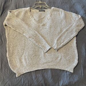 Brandy Melville Light Gray V-Neck Sweater